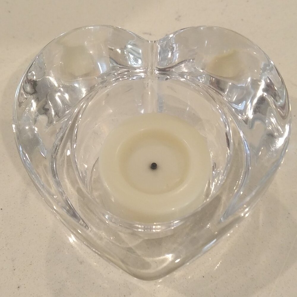 Crate & Barrel Heart Shaped Glass Tealight Candleholder - Picture 4 of 5